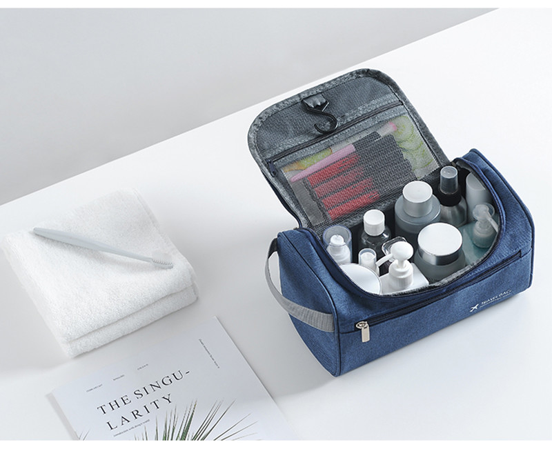 Mens Waterproof Oxford Hanging Travel Toiletry Bag With Hook