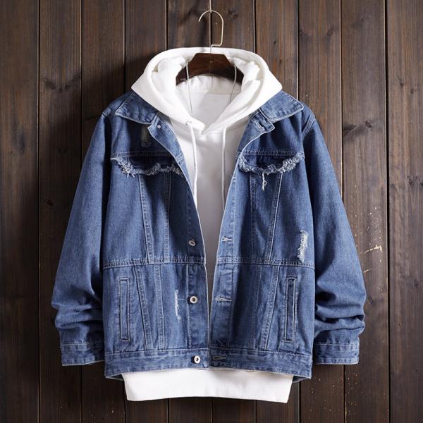 Buy cheap Custom Logo Single Breasted Blue Plain Jean Jackets from wholesalers