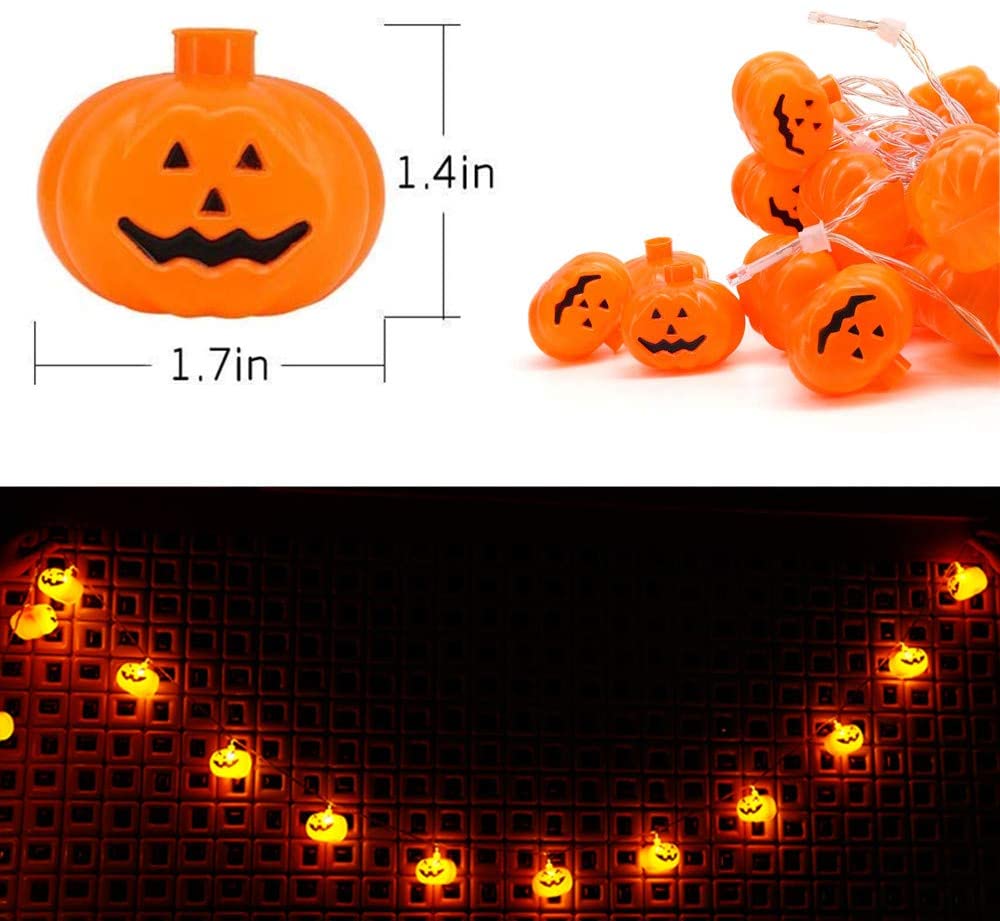 Halloween Decoration Clearance String Lights LED Battery Operated Pumpkins 8Modes for Outdoor&Indoor Party Decorations Patio