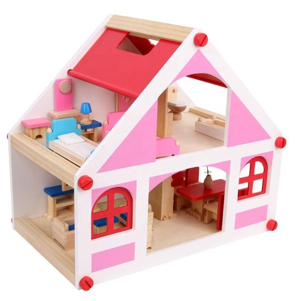 Buy cheap 37.5cm Casa Vintage Wooden Dollhouse Furniture DIY Miniature from wholesalers