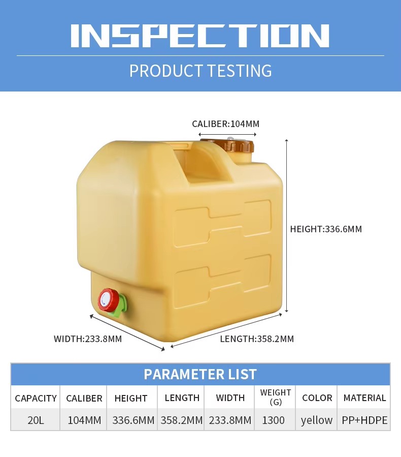 Recycled HDPE 5 Gallon Water Bucket With Tap Lightweight