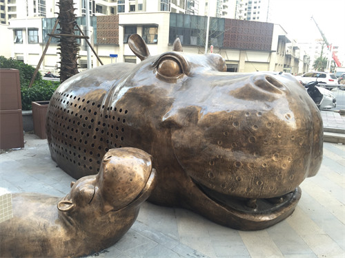 Bronze Hippo Large Garden Animal Sculptures Modern Cast Copper Brass