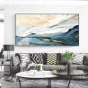 Buy cheap Blue Gold Foil Abstract Landscape Oil Painting On Canvas Hand Painted Modern Textured Medium Oil from wholesalers