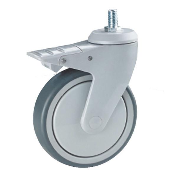 Quality 4 Inch Swivel TPR Threaded Medical Caster for Hospital Bed Stroller for sale