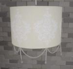 Cream Beads Linen Bedside Lamp Shades White Ribbon 350*220MM
