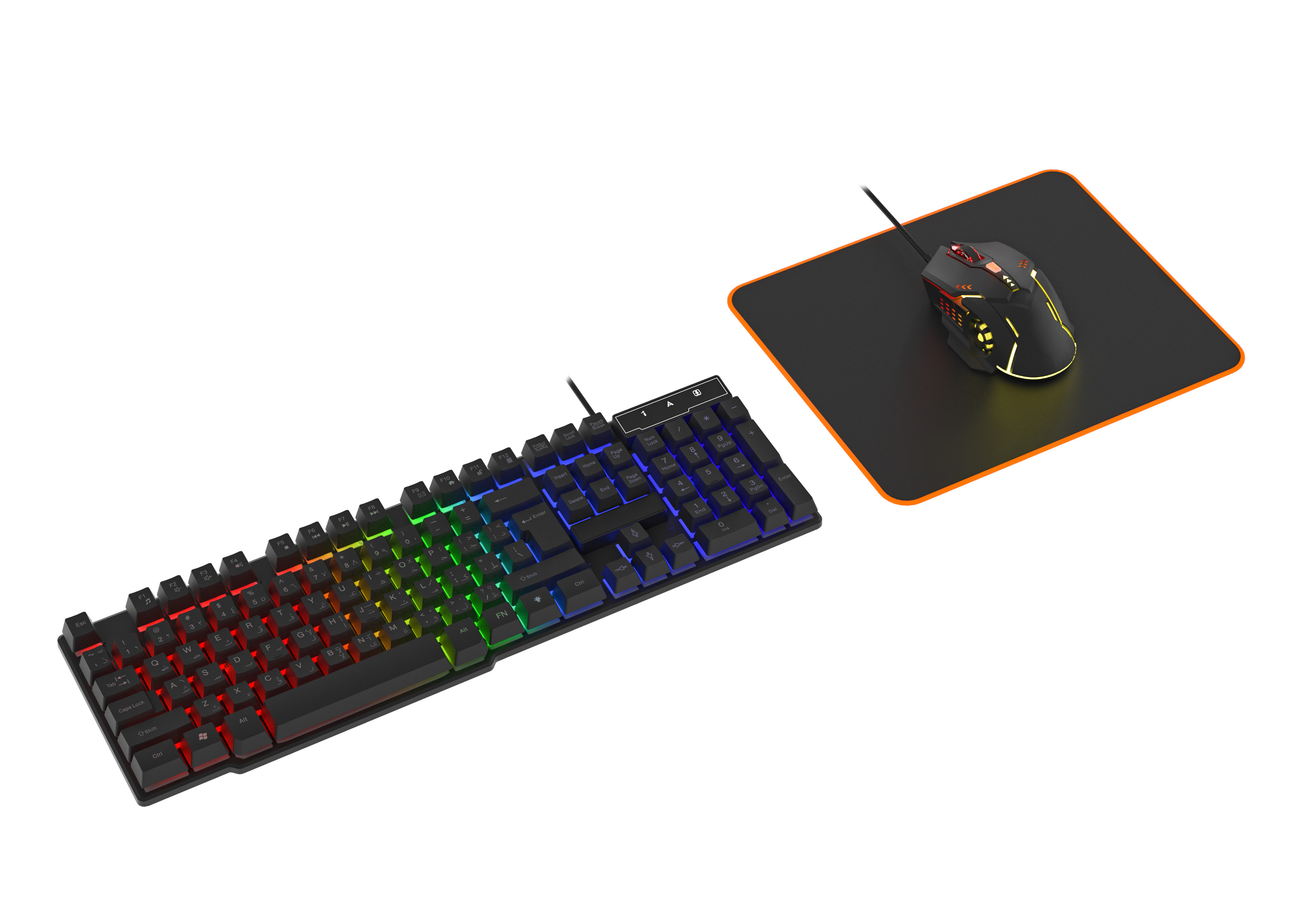Rainbow-colored Static Lighting High-end Carbon Film Keyboard 6D Wired Gaming Mouse With Ergonomics Comfortable Mouse Pad