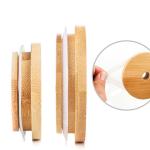 Regular Mouth Mason Jar 70mm Bamboo Jar Lids With Straw Hole Reusable Jar Lids