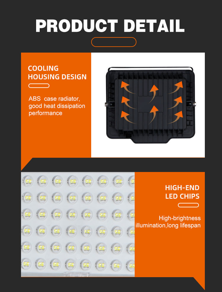 100 Watt Outdoor Solar Powered Flood Light Heat Dissipation Shell 170lm/w