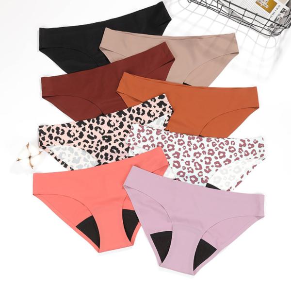 Buy cheap Seamless Period Panties Postpartum Undies Leopard Low Waist Ice Silk Waterproof Strips from wholesalers