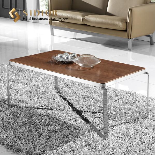 Buy cheap Plywood Movable Coffee Table Rectangle Stainless Steel Base 45cm Height from wholesalers