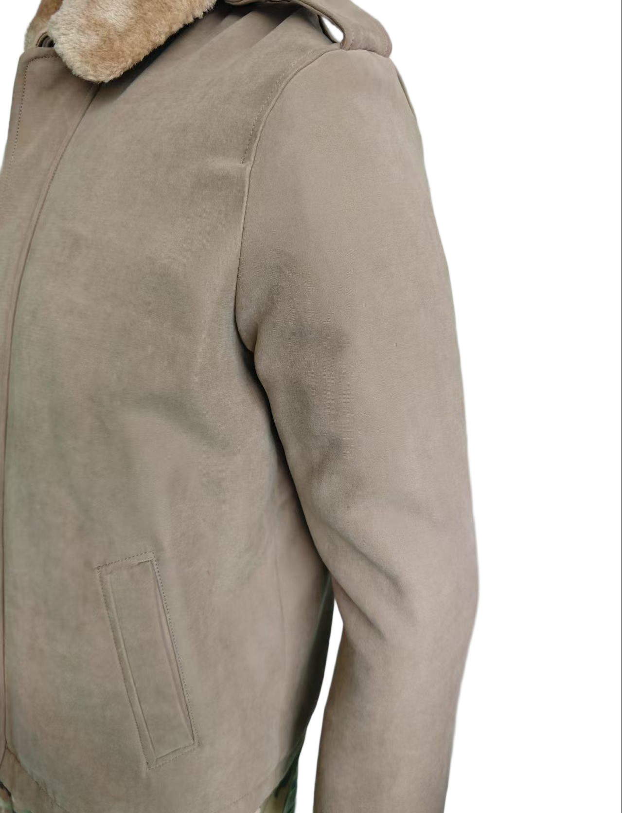 Khaki Military Style Faux Fur Collar Thickened Jacket Customizable Fabric Military Jacket for Winter Cold Weather