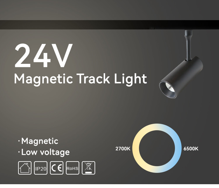 24VDC Centralized Magnetic Track Light 10W 2700-6500K Low Voltage Track Light Magnetic