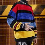 small quantity clothing manufacturer Drop Shoulder Graffiti Rainbow Striped