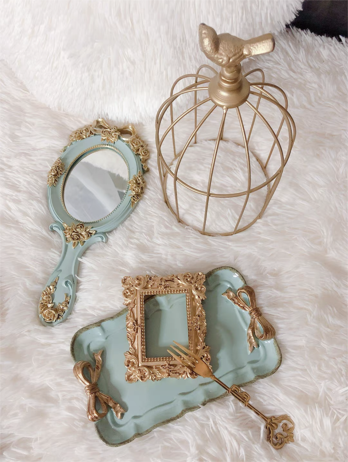 Functional Wood Glass Vintage Handheld Makeup Mirrors Portable Retro Mirror for Girls