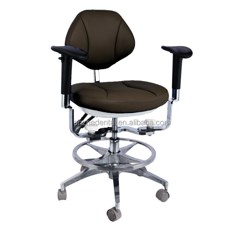 Ergonomic Design Dental Assistant Chair 5 Universal Wheels Dentsit Stool With Double Armrest