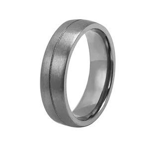 Mens Thin Line Tantalum Ring Wedding Band Finger Anillos Titanium Steel Black