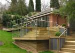 Balcony Building Railing Top - Mounted , Stainless Steel Post Glass Porch