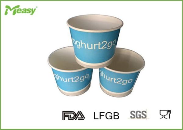 Buy cheap Blue Yogurt Disposable Paper Bowl With Double Poly Coated Virgin Paper , Multiple Color from wholesalers
