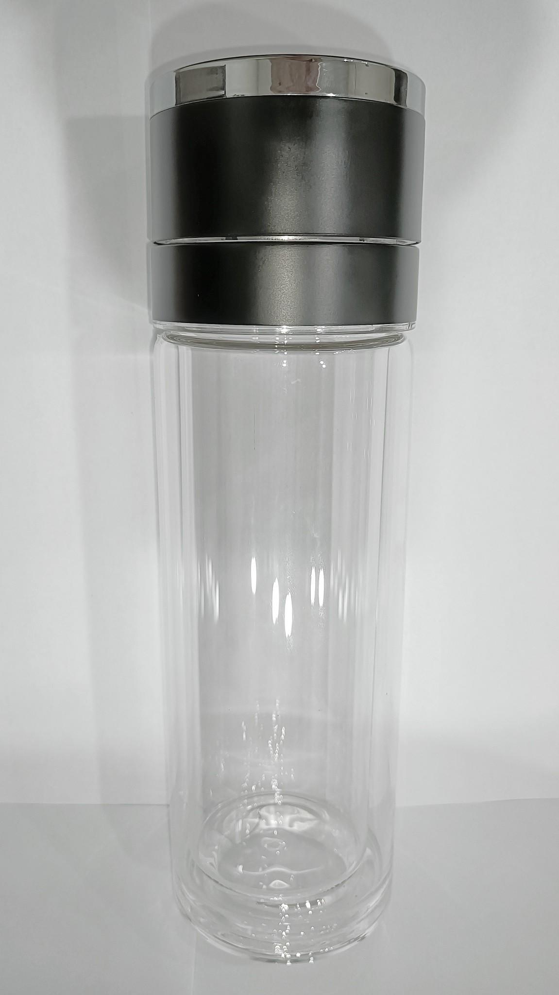 Largesize Glass Water Bottle Stainless Steel Push Opening With Cloth Sleeve Pouch