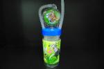 Funny Cartoon Character Water Bottle Plastic With Long Curly Straw OEM / ODM