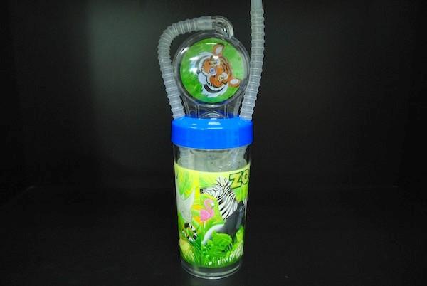 Buy cheap Funny Cartoon Character Water Bottle Plastic With Long Curly Straw OEM / ODM Available from wholesalers