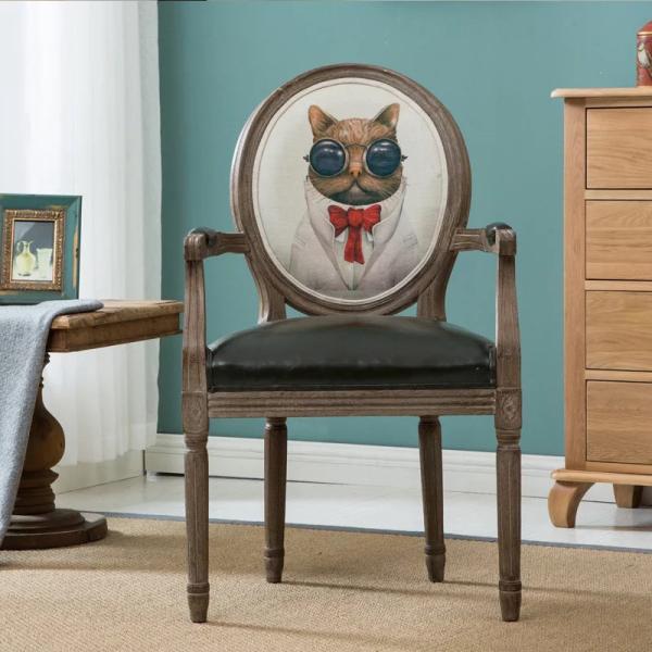 Buy cheap European Style Solid Wood Chairs , Leather Seat Living Room Arm Chairs from wholesalers
