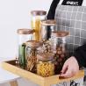 Buy cheap 700ml 1000ml 1300ml Glass Food Storage Container With Airtight wooden Lid from wholesalers