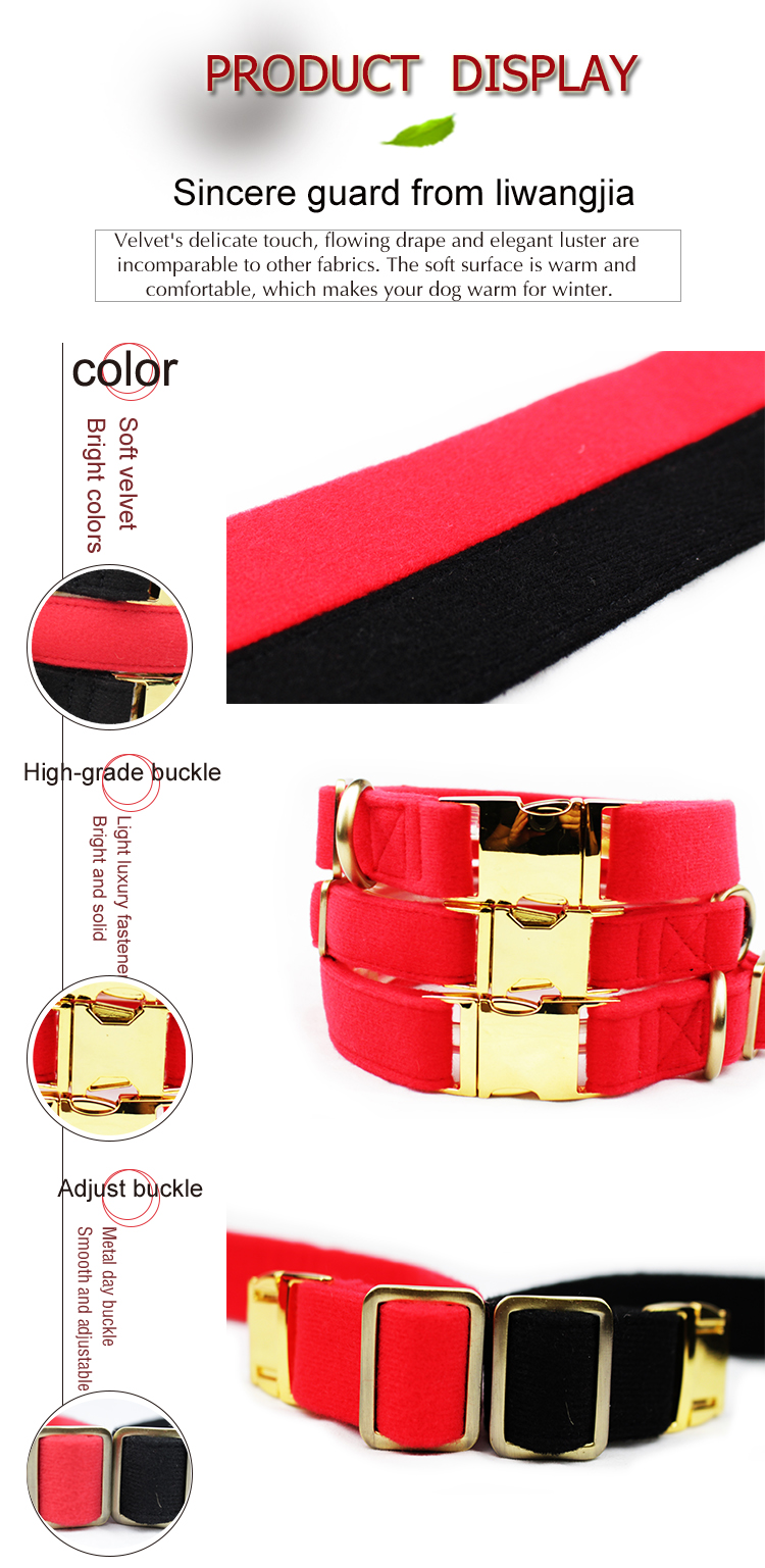 C519 Wholesale Custom Logo Luxury Hand Made Decorative Velvet Dog Collars Soft ,Adjustable Collars for Dog