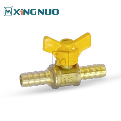 1/2 Inch Brass Gas Ball Valve With Yellow Butterfly Handle And Quick Connection For Pipe Fitting