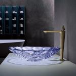 Modern Faceted Shape Glass Bathroom Sink OEM Purple Wash Basin