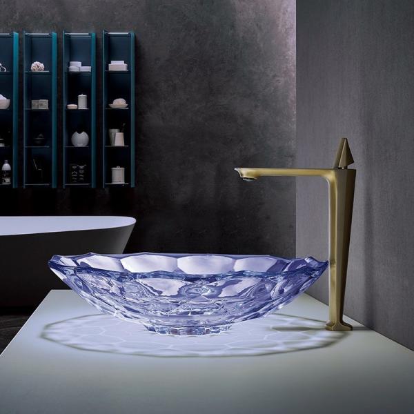 Buy cheap Modern Faceted Shape Glass Bathroom Sink OEM Purple Wash Basin from wholesalers