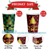 Buy cheap Christmas Paper Coffee Cups With Sleeves Lids 12 Oz Xmas Disposable Party Cup product