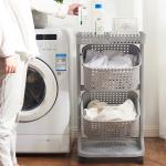 360 Degree Two Tier Laundry Trolley Plastic Laundry Hamper