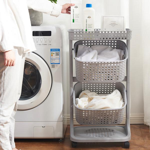 Buy cheap 360 Degree Two Tier Laundry Trolley Plastic Laundry Hamper from wholesalers