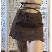 Buy cheap Oem Apparel Manufacturers Women'S Brown Lace Up Denim Culottes Slim Wide Leg product