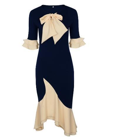 Buy cheap Small Quantity Garment Manufacturer Women'S Sexy Round Neck Knotted Slim Long Sleeve Lace Dress from wholesalers