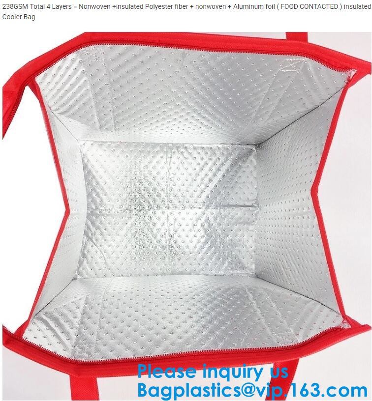 Insulated Thermal Non Woven Aluminum Foil Cooler Bag For Frozen Food,Reusable Insulated Aluminum Foil Thermal Lunch Cool