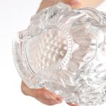 Aluminum Plastic PP Collar 750ml Clear Glass Spirits Bottle in Unique Buddha