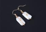 New Natural Baroque Pearl Stud Earrings Hand made Metallic Twist Braided Design