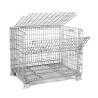 Buy cheap Galvanized Warehouse Logistics Transport Storage Folding Steel Metal Wire Mesh Cage Trolley from wholesalers