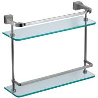 Buy cheap Home Bathroom Accessories Shelves Stainless Steel Tempered Dual Tier Glass product