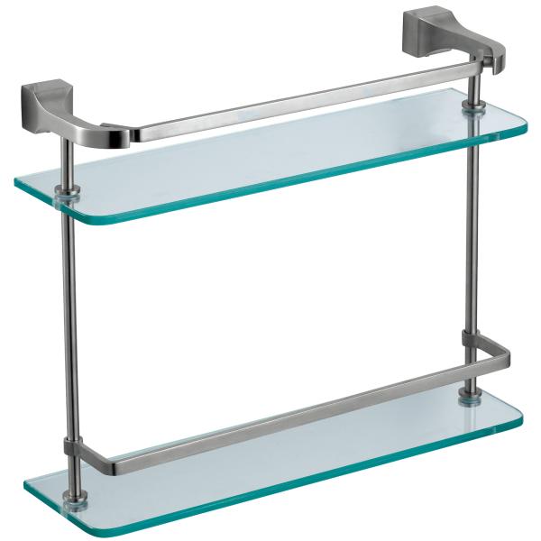 Buy cheap Home Bathroom Accessories Shelves Stainless Steel Tempered Dual Tier Glass Shelves from wholesalers