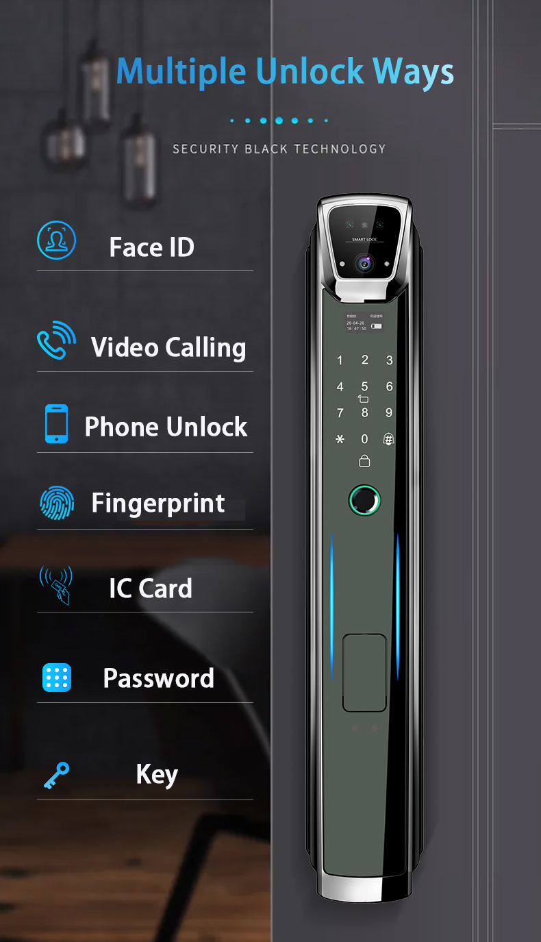 Wifi 3d Face Recognition Door Lock Bedroom Door Lock With Code