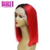 Buy cheap Colored 1b Red Bob Wig With Transparent , Straight Red Bob Wig Human Hair Brazilian from wholesalers