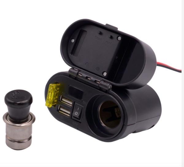 Buy cheap ABS Black 3A 4 In 1 Motorcycle USB Charger OEM 1 Meter Wire from wholesalers