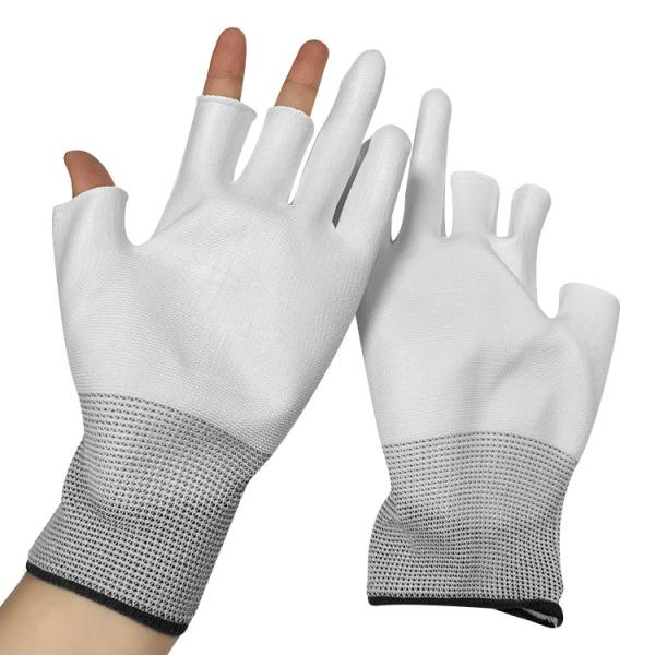 Buy cheap 3 Fingers Half PU Palmfit Coated Safety Gloves Industry Use White from wholesalers