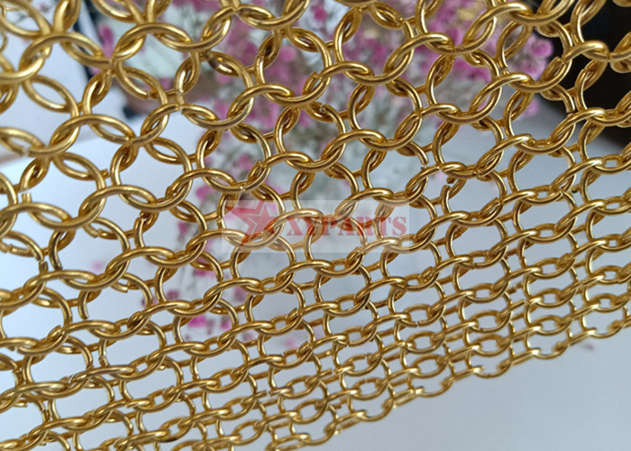 Corrosion Resistance Stainless Steel Chain Braided Ring Mesh For Light Partitioning