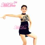 Mordern Ballet Dance Costumes Floral Diagonal Neckline Cut Out Side Dress