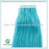 Buy cheap Tape Hair extension 16"-28"L,100s/pack blue# color Straight malaysian virgin hair from wholesalers