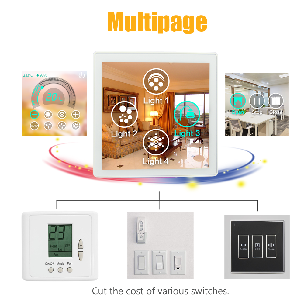 Home Security Wifi Programmable Light Switch With 4 Inch ISPQ LCD Screen